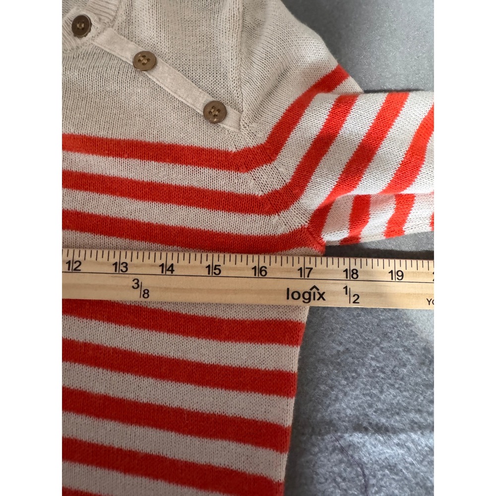 J.Crew Women's Linen Cotton Red Stripe Sweater Button Shoulder Size S - Picture 5 of 7